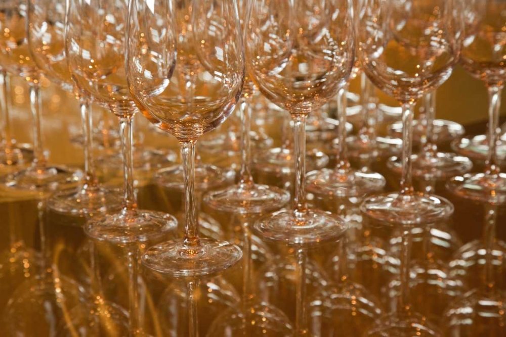 Chile, Colchagua Glasses ready for wine tasting